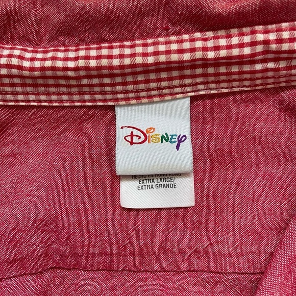 Disney 100% Cotton S.S. Mickey Red Button Down Shirt Xlarge Women’s - Picture 9 of 11